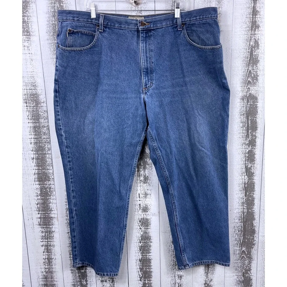 LL‎ Bean Relaxed Fit Jeans 44x29 Blue Denim Straight Leg Made in Mexico